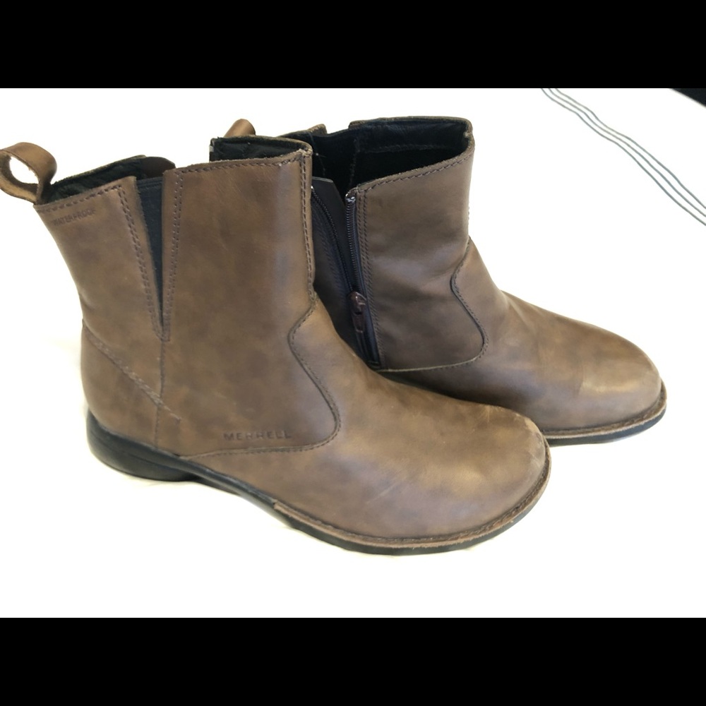 Merrell waterproof leather dark brown boots